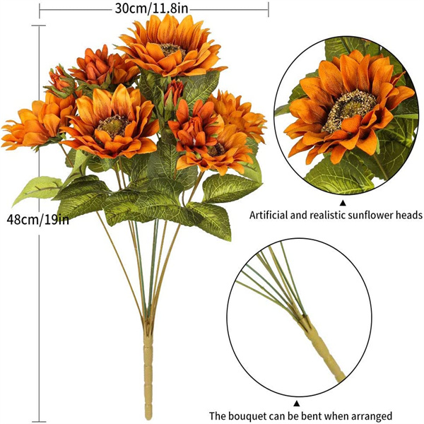 9 Heads Custom Artificial Sunflowers Bouquet toptradesourcing